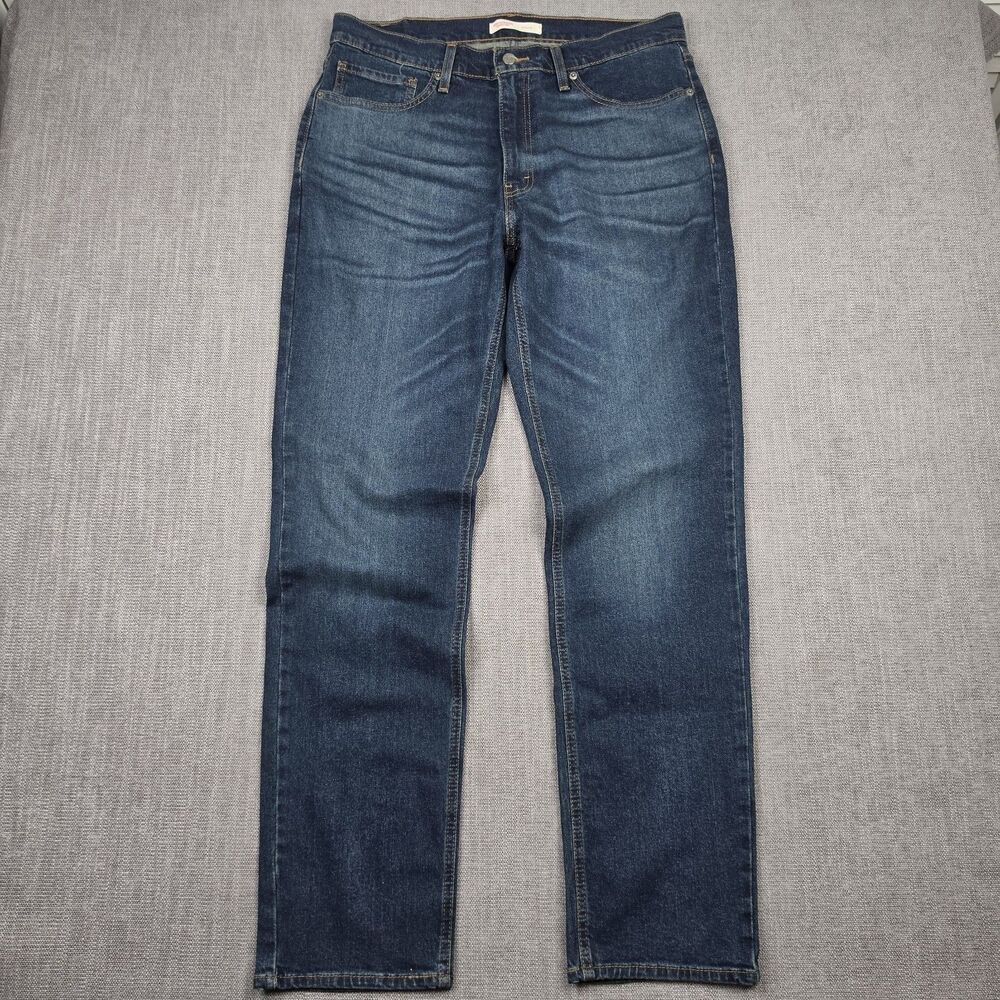 Signature Levi Strauss Mens Athletic Fit Jeans 36x34 Dark Wash Stretch Blue